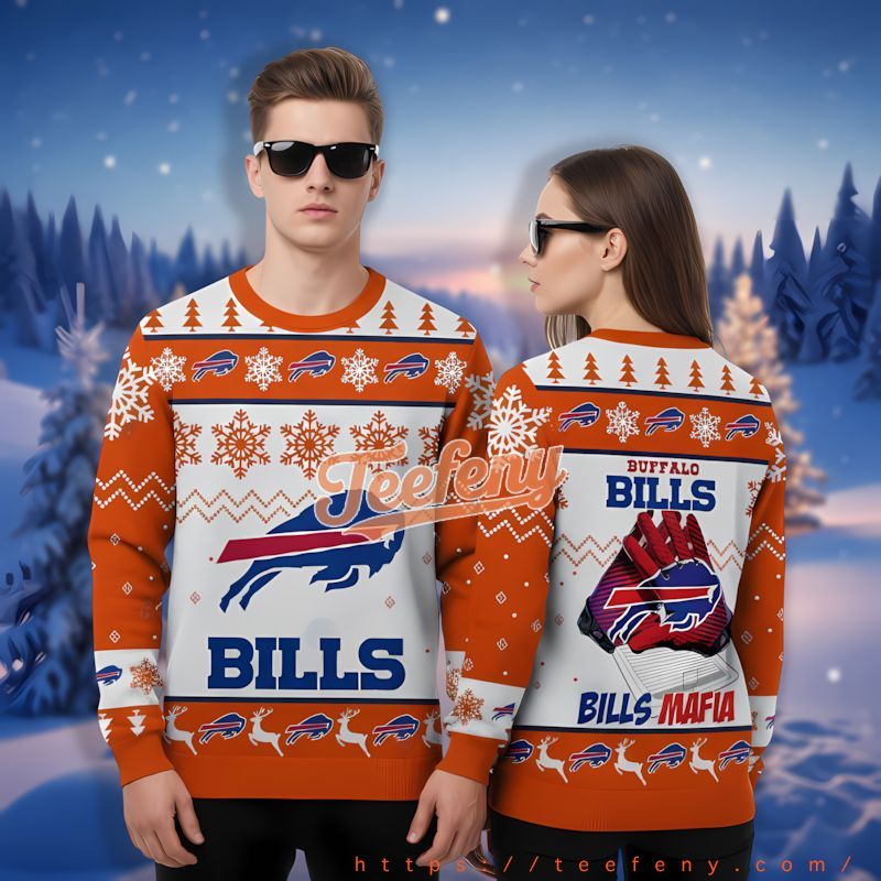 Buffalo Bills Receiver Gloves Yellow Tackiest Christmas Sweater