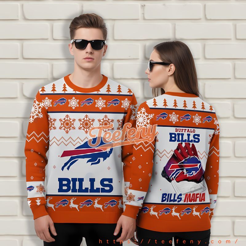 Buffalo Bills Receiver Gloves Yellow Tackiest Christmas Sweater Buffalo Bills Receiver Gloves Yellow Tackiest Christmas Sweater