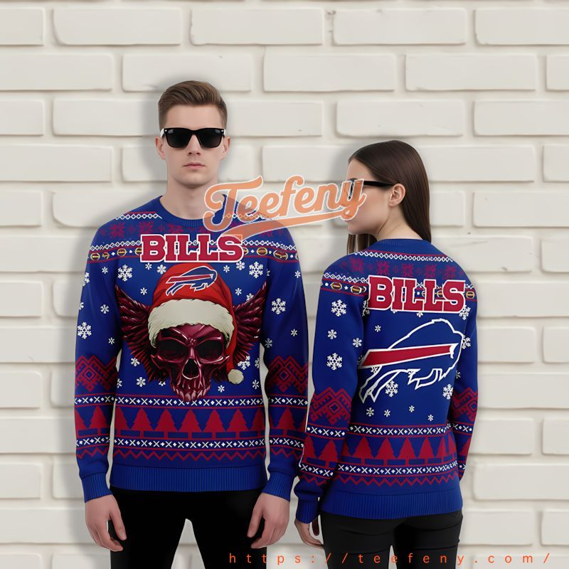 Buffalo Bills Skull Claus Hat Blue Best Christmas Sweaters Buffalo Bills Skull Claus Hat Blue Best Christmas Sweaters