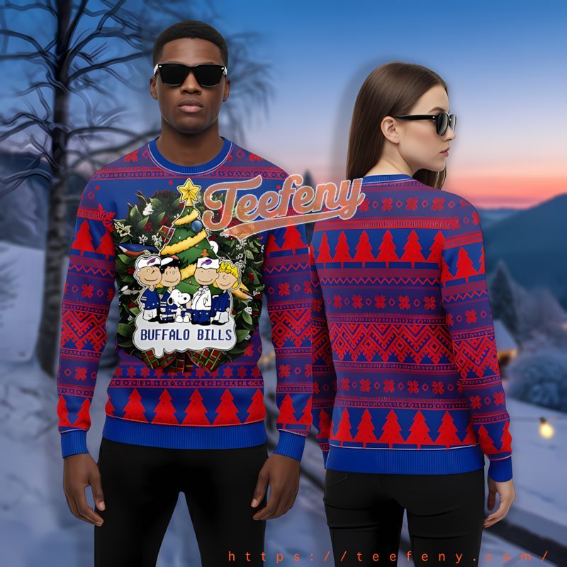 Buffalo Bills Snoopy Charlie Brown Blue Vintage Ugly Sweaters