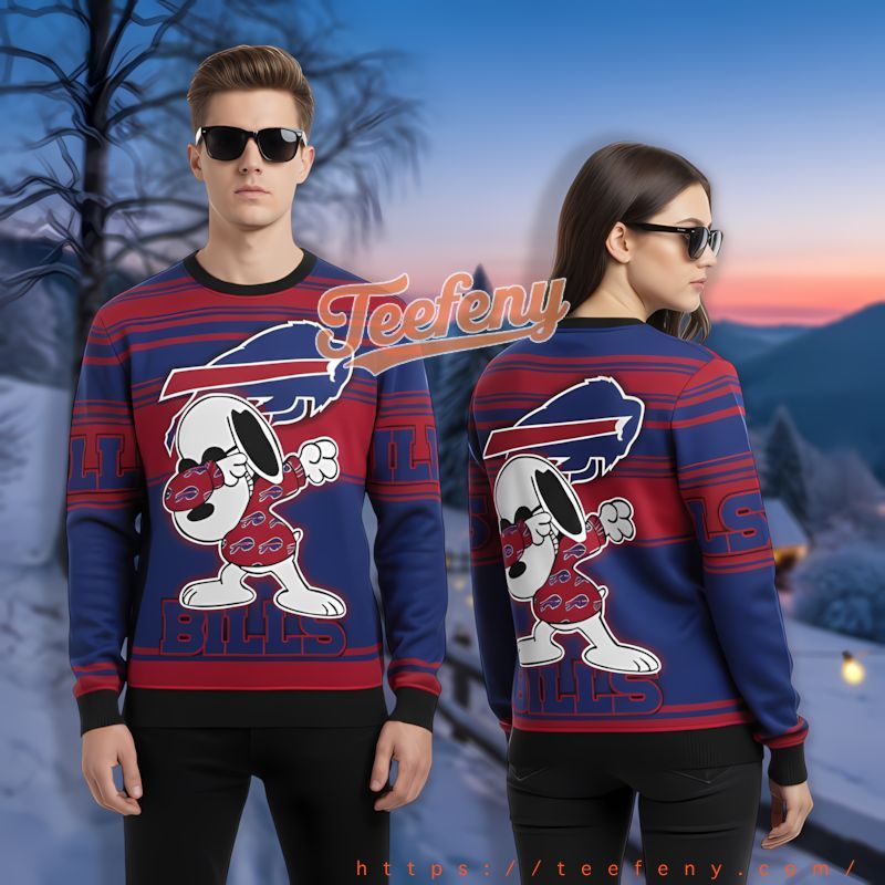 Buffalo Bills Snoopy Dabbing Blue Custom Xmas Sweaters