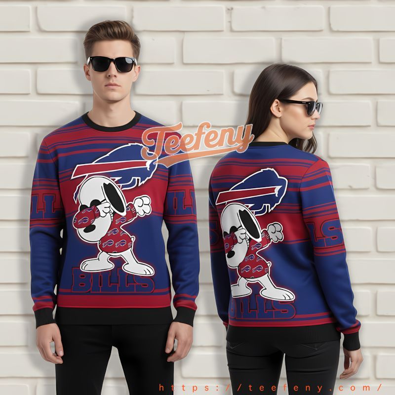 Buffalo Bills Snoopy Dabbing Blue Custom Xmas Sweaters Buffalo Bills Snoopy Dabbing Blue Custom Xmas Sweaters