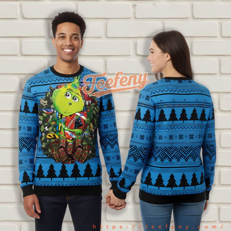 Carolina Panthers Baby Grinch Blue Mens Xmas Sweaters Carolina Panthers Baby Grinch Blue Mens Xmas Sweaters