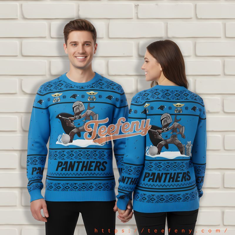 Carolina Panthers Boba Fett Baby Yoda Blue Best Ugly Xmas Sweaters Carolina Panthers Boba Fett Baby Yoda Blue Best Ugly Xmas Sweaters