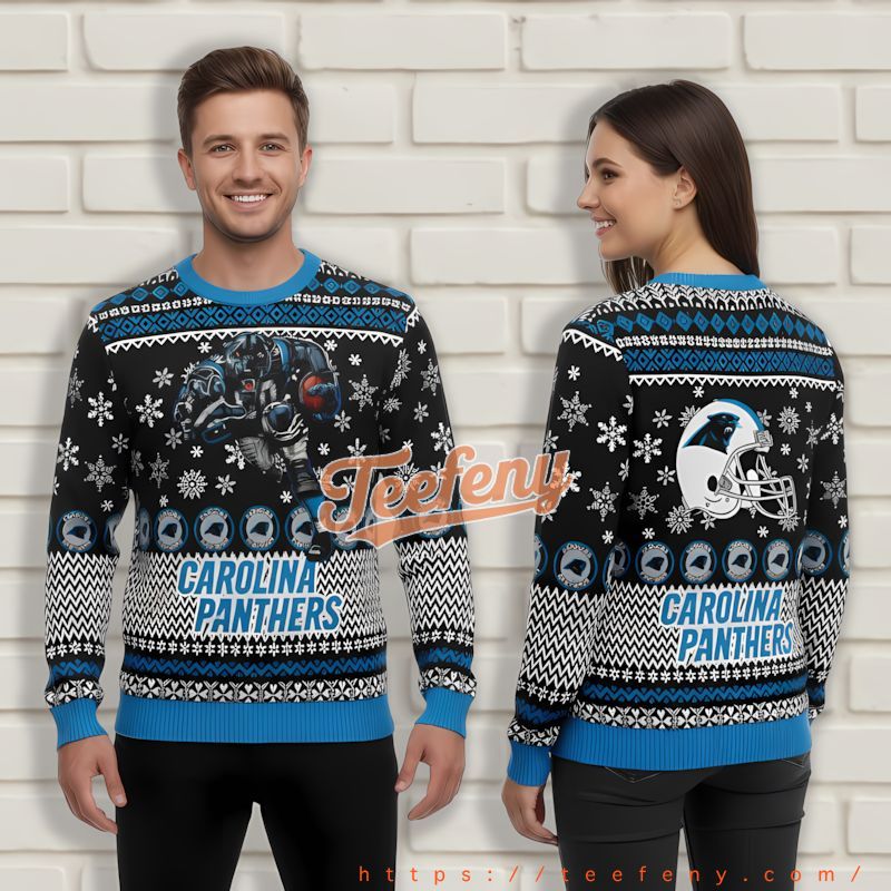 Carolina Panthers Mascot Blue Funny Xmas Sweaters Carolina Panthers Mascot Blue Funny Xmas Sweaters