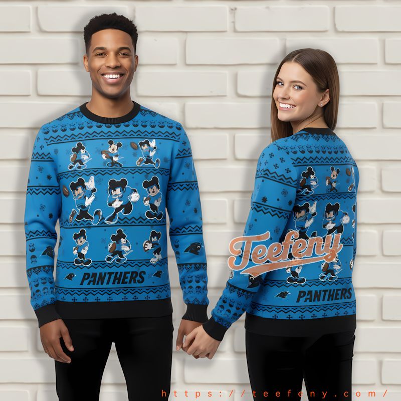 Carolina Panthers Mickey Player Blue Ugliest Xmas Sweater Carolina Panthers Mickey Player Blue Ugliest Xmas Sweater