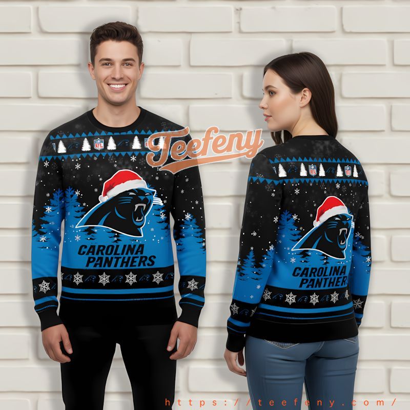 Carolina Panthers Santa Hat Blue Funny Christmas Pullover Carolina Panthers Santa Hat Blue Funny Christmas Pullover