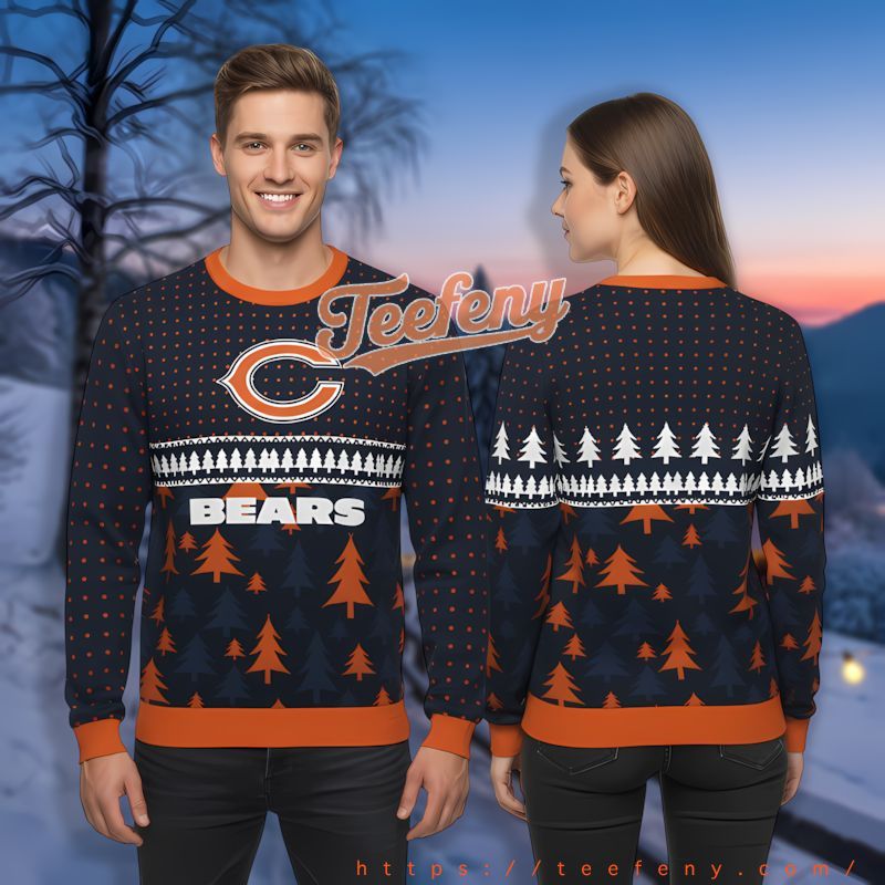 Chicago Bears Blue Orange Ugly Sweater Womens
