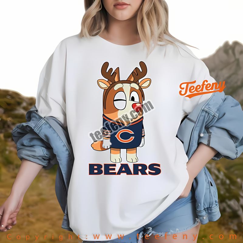 Chicago Bears Bluey Bingo Christmas Shirt Men