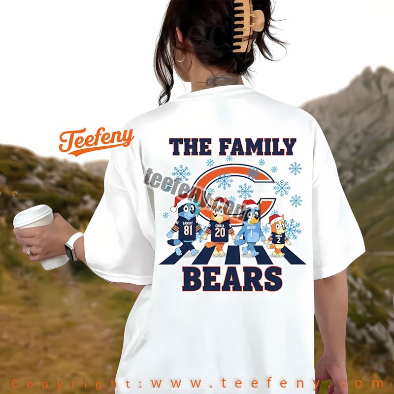 Chicago Bears Bluey Christmas Santa Hat Shirt Adults