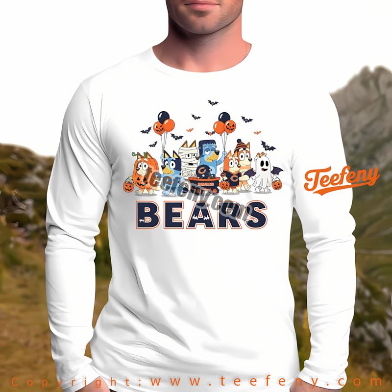 Chicago Bears Bluey Halloween Parade Costume Long Sleeve Graphic Chicago Bears Bluey Halloween Parade Costume Long Sleeve Graphic