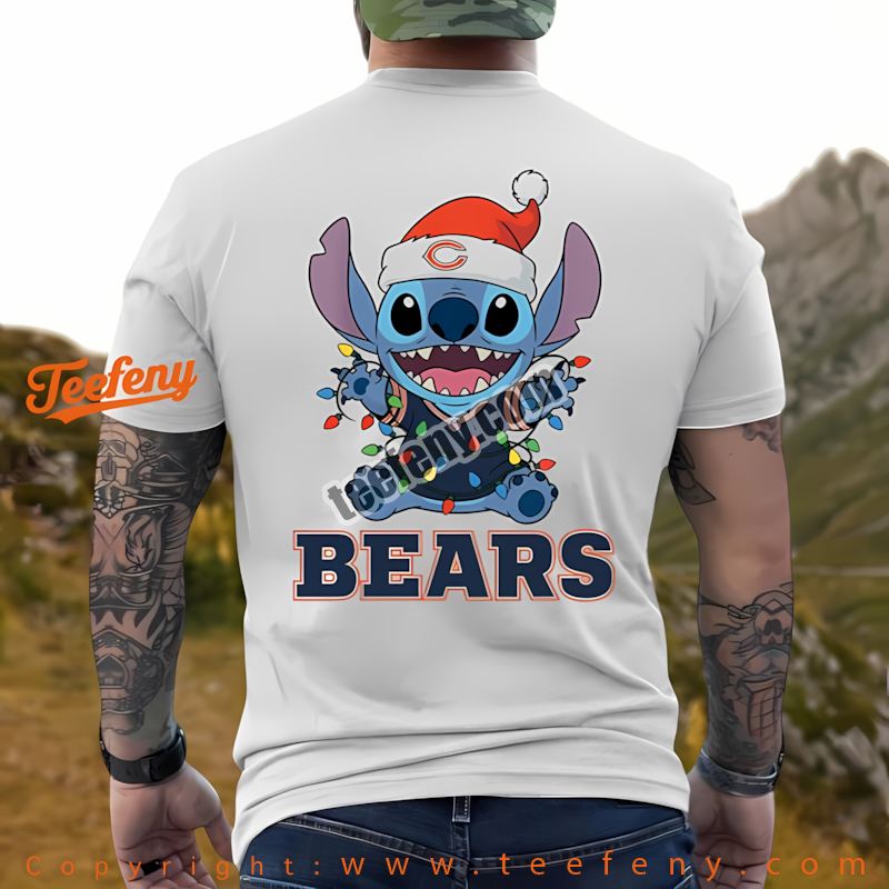 Chicago Bears Christmas Stitch Lights Holiday Shirt Adults