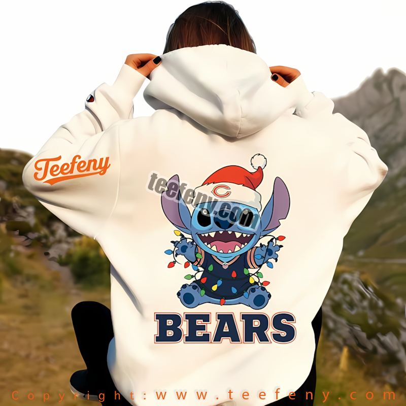 Chicago Bears Christmas Stitch Lights Holiday Hoodie Adults Chicago Bears Christmas Stitch Lights Holiday Hoodie Adults