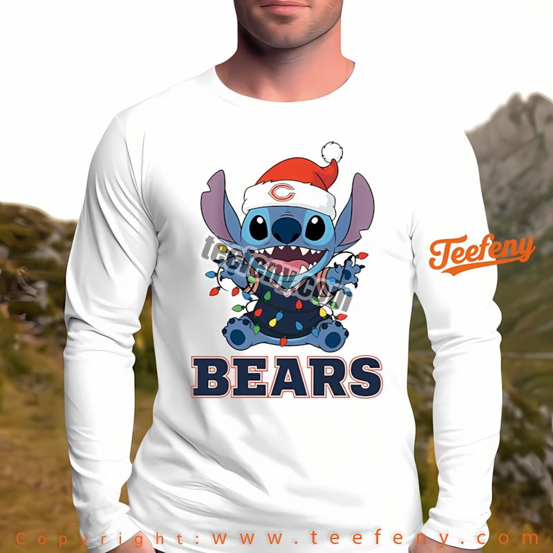 Chicago Bears Christmas Stitch Lights Holiday Long Sleeve Adults Chicago Bears Christmas Stitch Lights Holiday Long Sleeve Adults