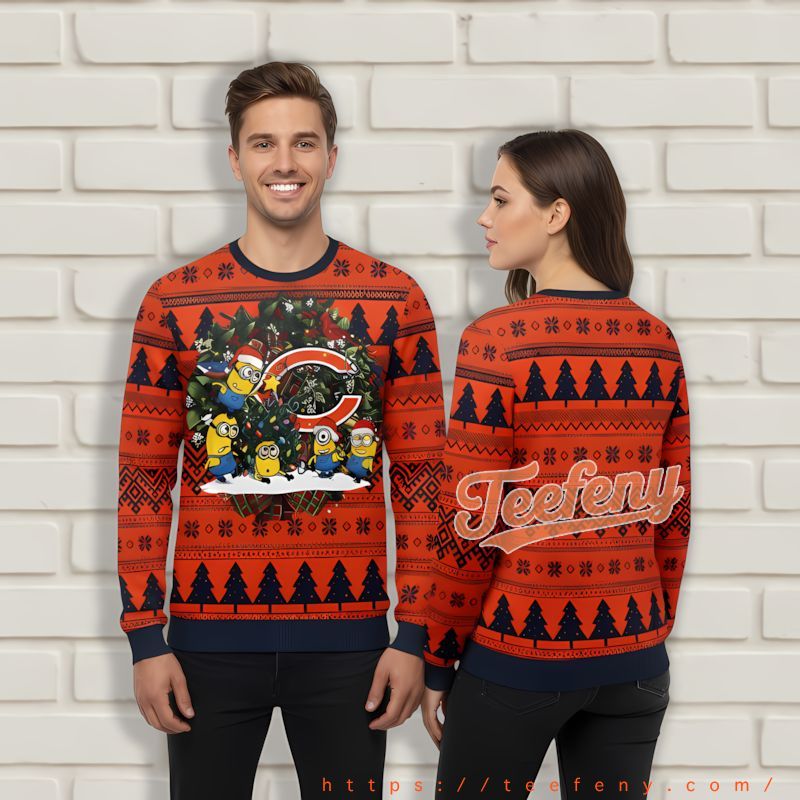 Chicago Bears Minion Blue Orange Holiday Sweaters For Men Chicago Bears Minion Blue Orange Holiday Sweaters For Men