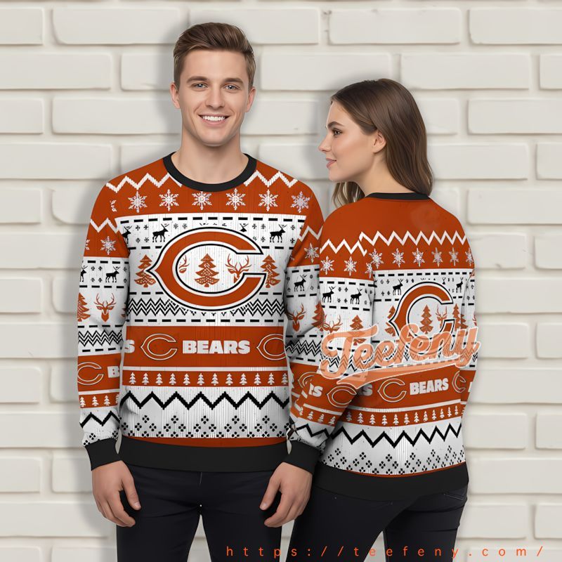 Chicago Bears Orange White Ugly Sweater Party Chicago Bears Orange White Ugly Sweater Party