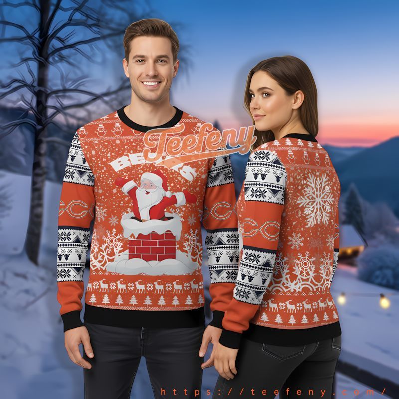 Chicago Bears Santa Claus Black Orange Beautiful Christmas Sweaters