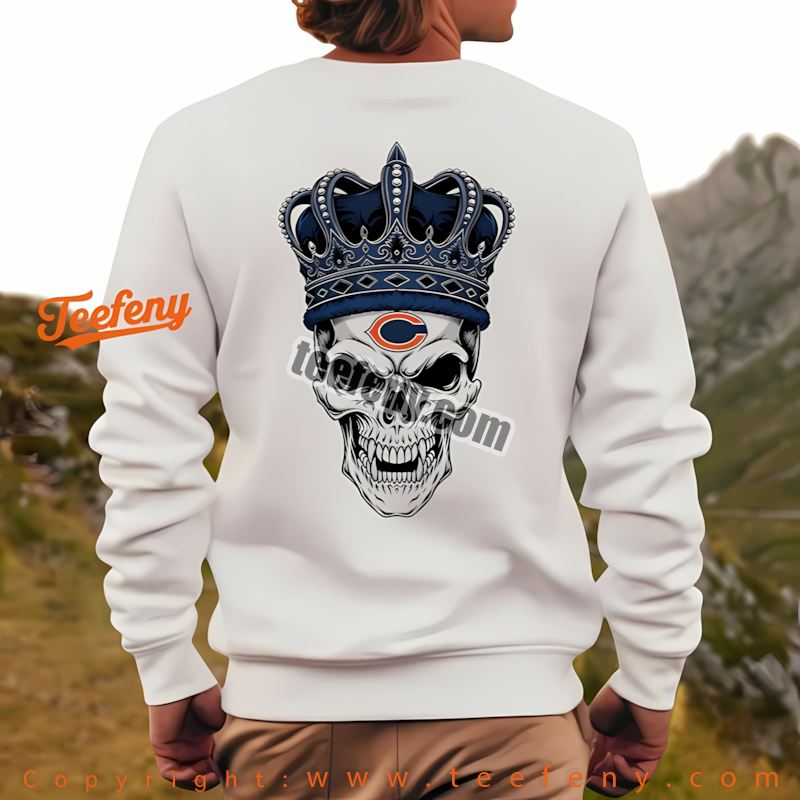 Chicago Bears Skull Crown Dark Grunge Long Sleeve Men Chicago Bears Skull Crown Dark Grunge Long Sleeve Men