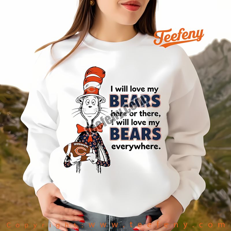 Chicago Bears The Cat In The Hat Love Everywhere Long Sleeve Unisex Chicago Bears The Cat In The Hat Love Everywhere Long Sleeve Unisex