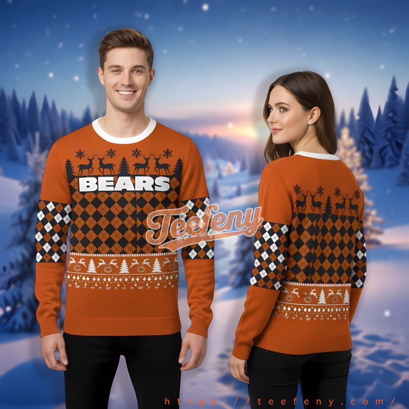 Chicago Bears White Orange Most Ugly Christmas Sweater