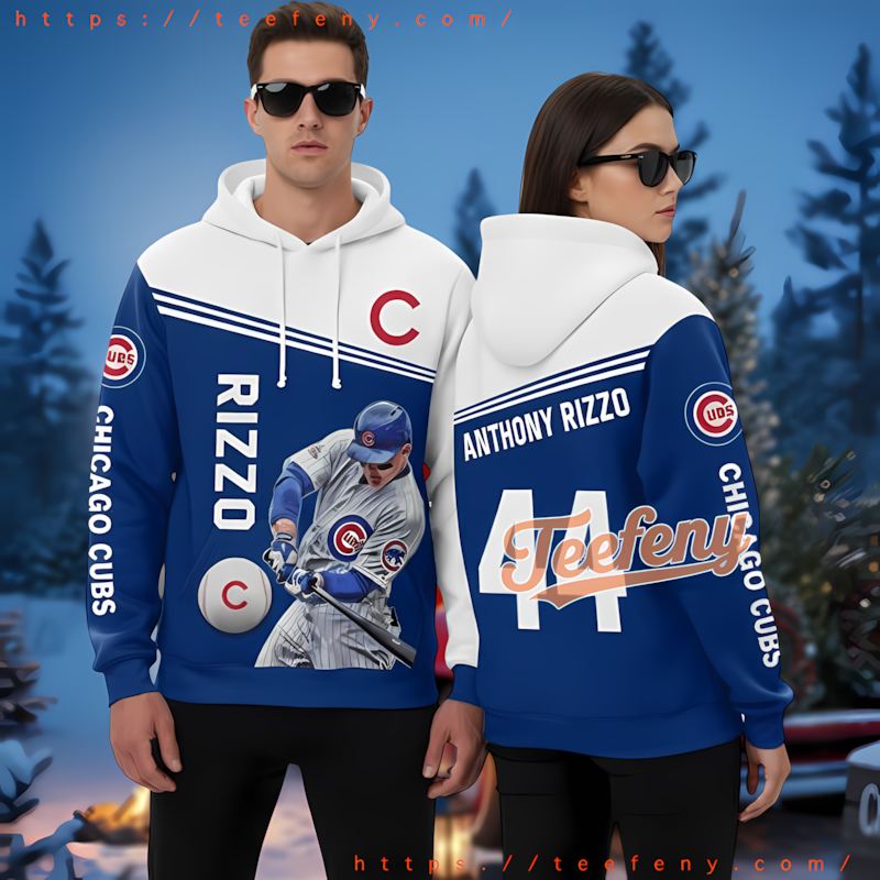 Chicago Cubs Anthony Rizzo Blue White Jacket 3D Hoodie