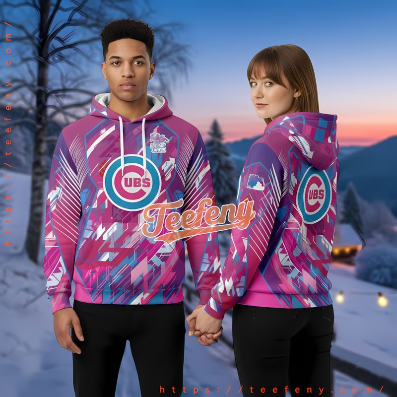 Chicago Cubs Breast Cancer Pink Zip Up 3D Hoodie