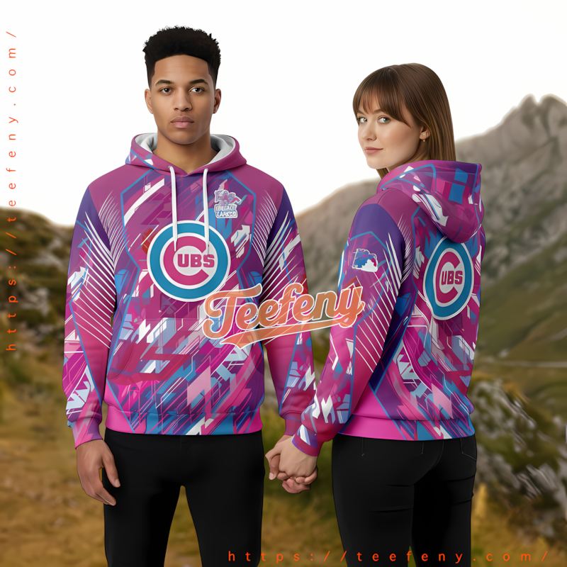 Chicago Cubs Breast Cancer Pink Zip Up 3D Hoodie Chicago Cubs Breast Cancer Pink Zip Up 3D Hoodie