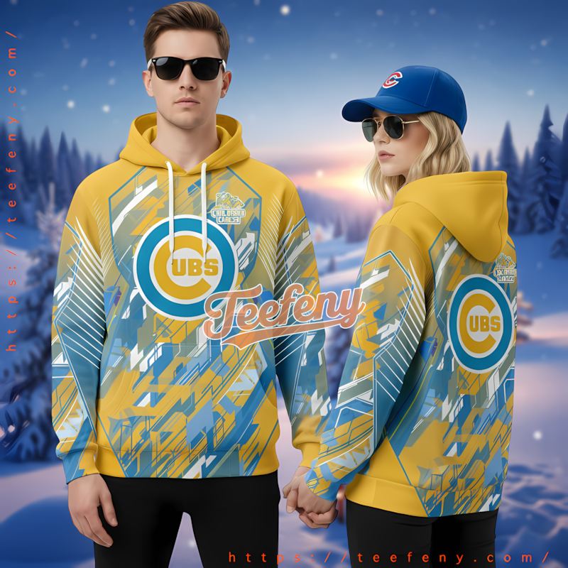 Chicago Cubs Childhood Cancer Awareness Yellow Zipper 3D Hoodie