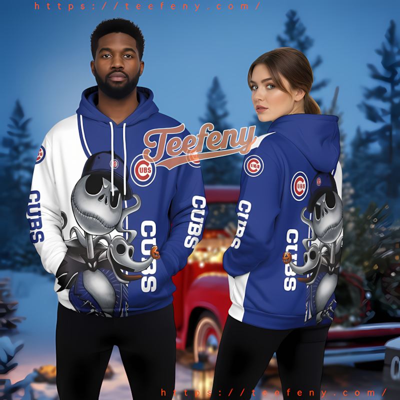 Chicago Cubs Jack Skellington Zero Blue 3D Hoodie For Sale