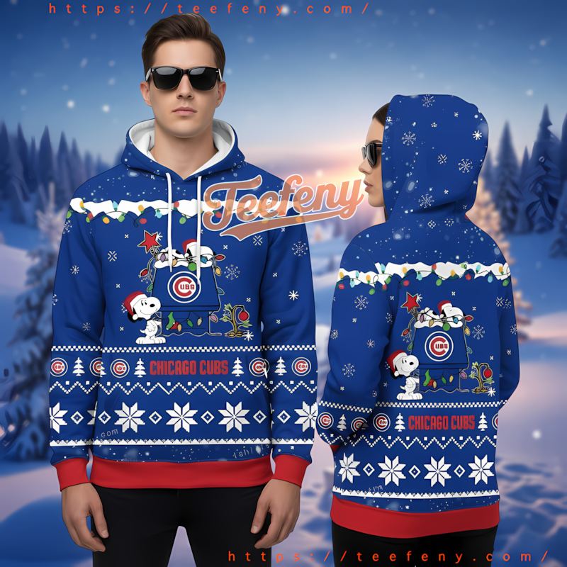 Chicago Cubs Snoopy Christmas Blue Ugly Mens 3D Hoodie