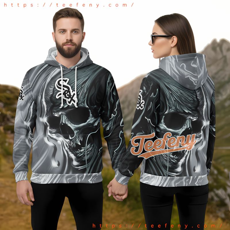 Chicago White Sox Baseball Skull Black Zip Up 3D Hoodie Chicago White Sox Baseball Skull Black Zip Up 3D Hoodie