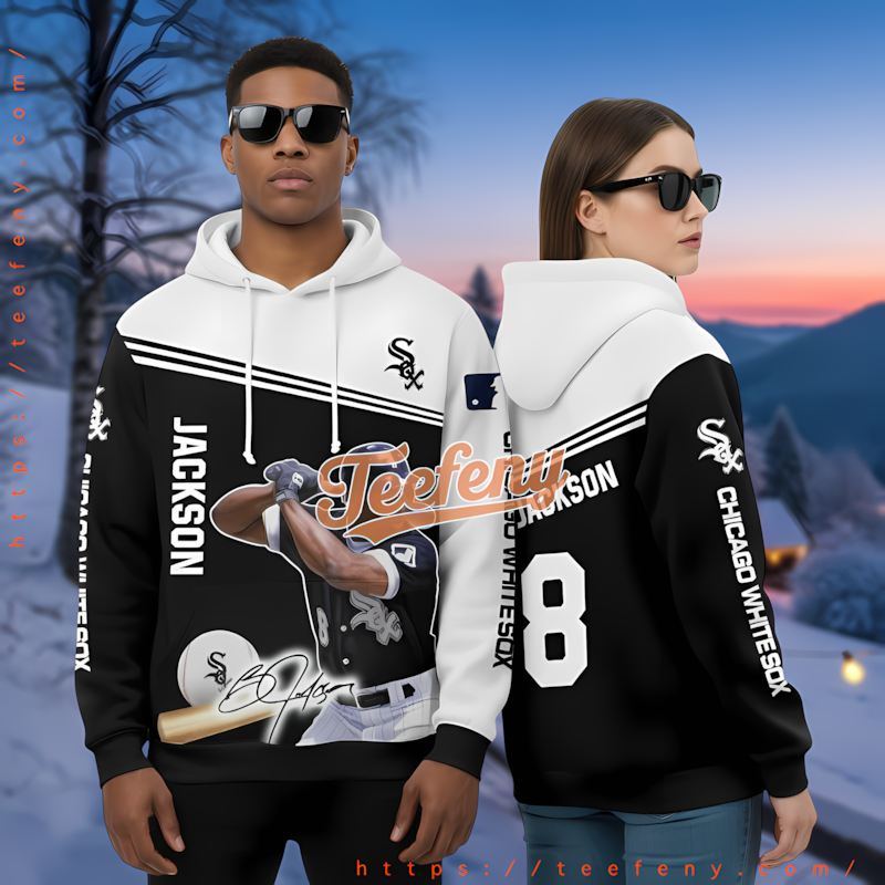 Chicago White Sox Bo Jackson Black White Youth 3D Hoodie