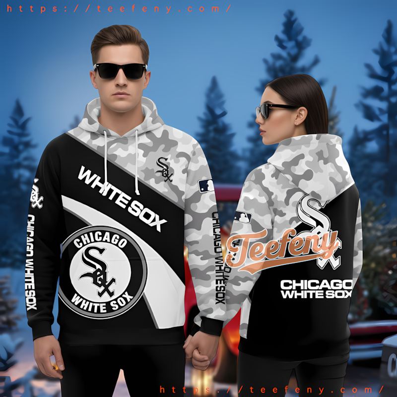 Chicago White Sox Camo Black Zipper 3D Hoodie
