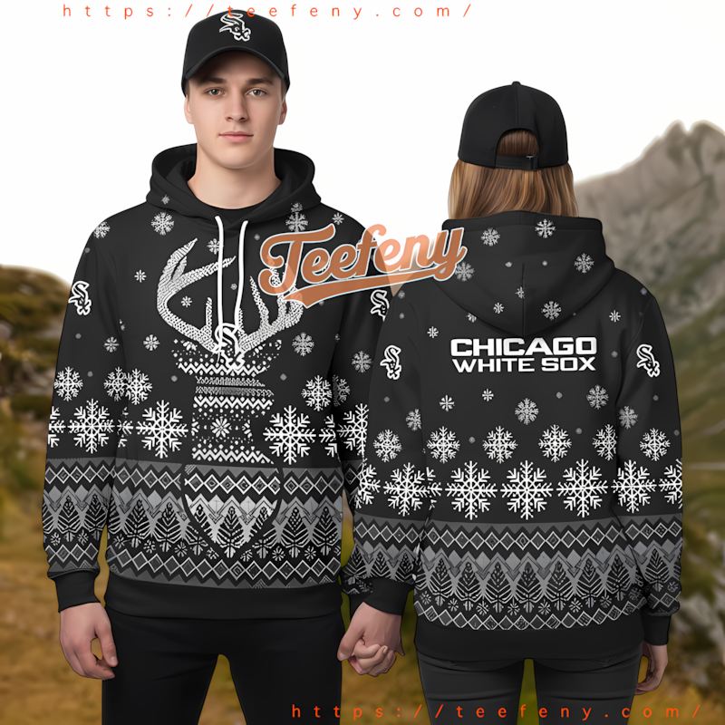 Chicago White Sox Christmas Reindeer Snowflake Black Jacket 3D Hoodie Chicago White Sox Christmas Reindeer Snowflake Black Jacket 3D Hoodie