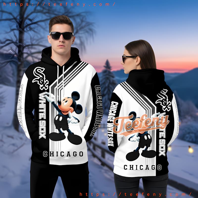Chicago White Sox Mickey Mouse Black White 3D Hoodie For Sale