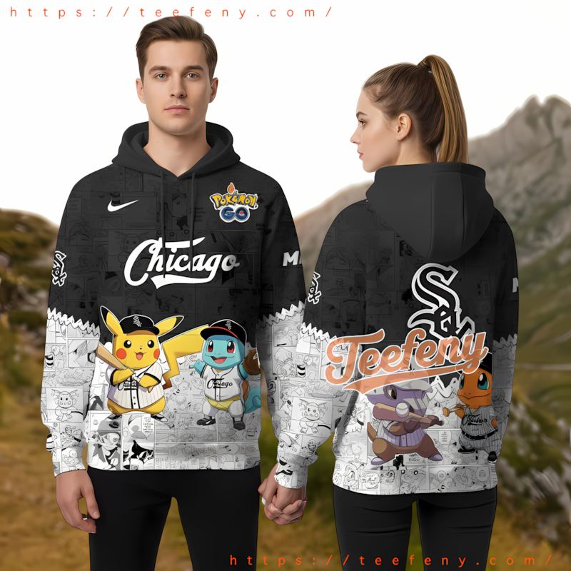 Chicago White Sox Pokemon Black Youth 3D Hoodie Chicago White Sox Pokemon Black Youth 3D Hoodie