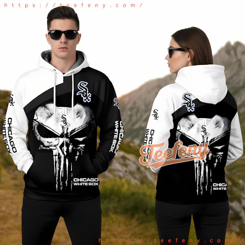 Chicago White Sox Punisher Skull Black Youth 3D Hoodie Chicago White Sox Punisher Skull Black Youth 3D Hoodie
