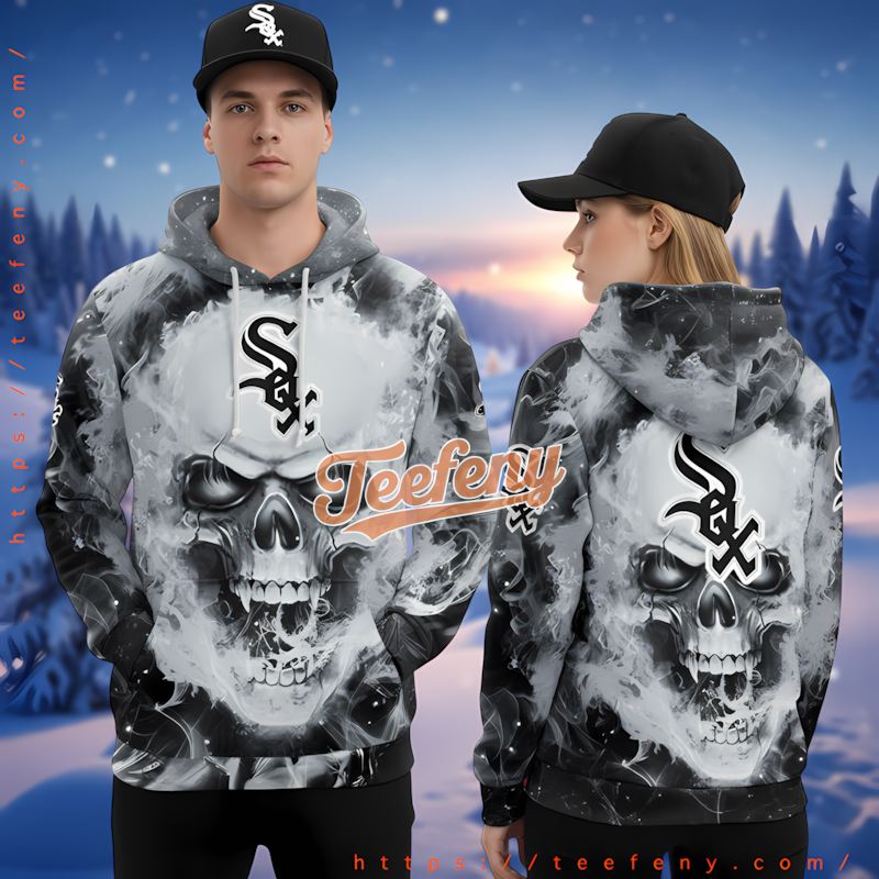 Chicago White Sox Skull Black 3D Hoodie For Sale