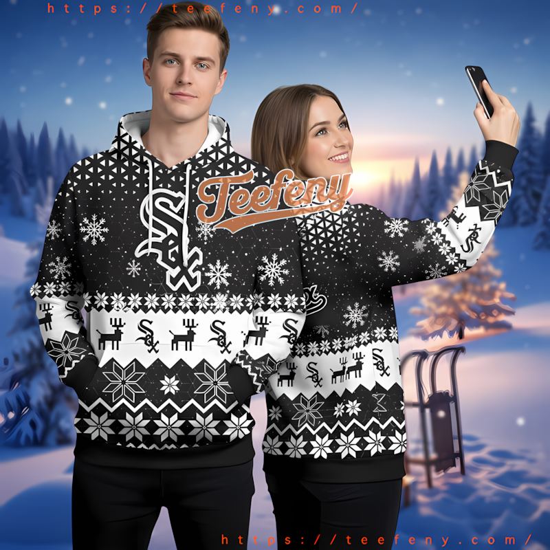 Chicago White Sox Snowflake Christmas Black Mens 3D Hoodie