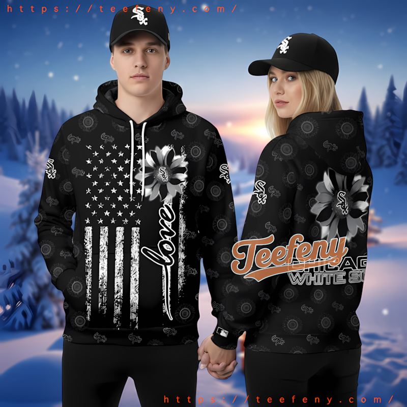 Chicago White Sox Sunflower Black Mens 3D Hoodie