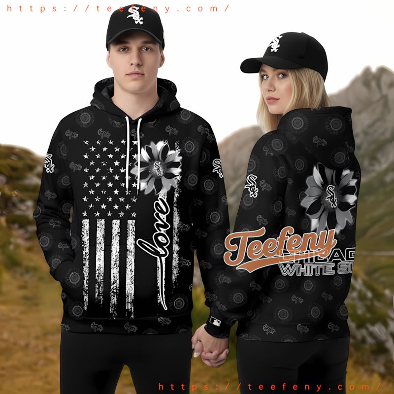 Chicago White Sox Sunflower Black Mens 3D Hoodie Chicago White Sox Sunflower Black Mens 3D Hoodie