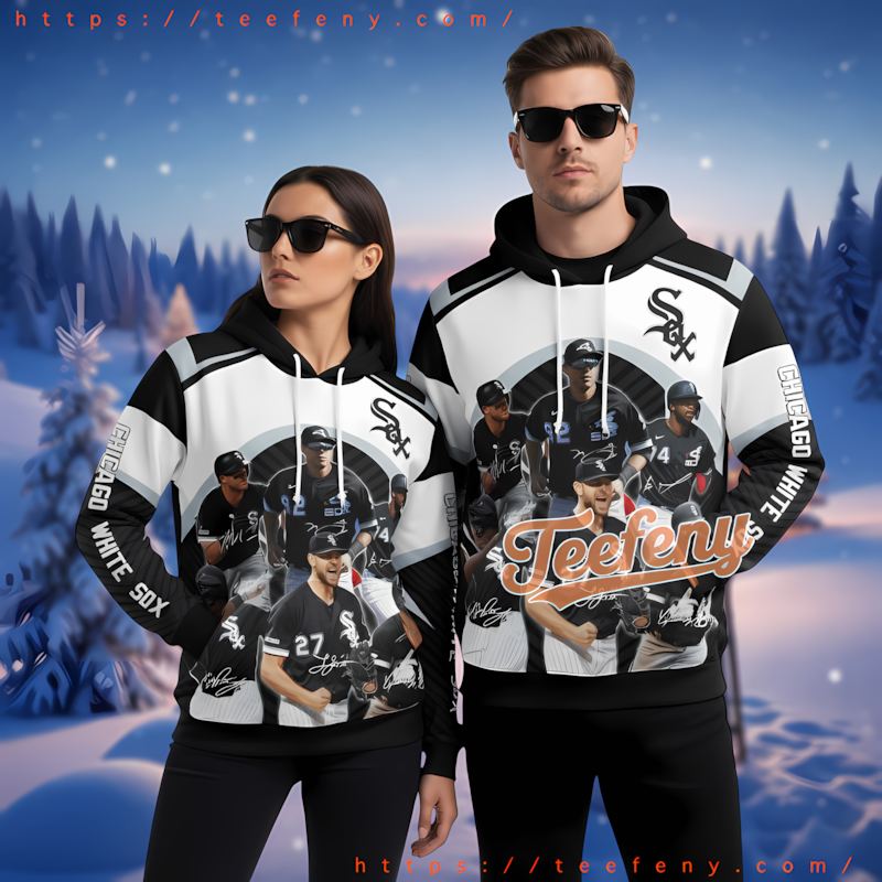 Chicago White Sox Team Players Black White Mens 3D Hoodie
