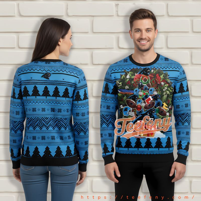 Christmas Tree Carolina Panthers Blue Men'S Ugly Xmas Sweaters Christmas Tree Carolina Panthers Blue Men'S Ugly Xmas Sweaters