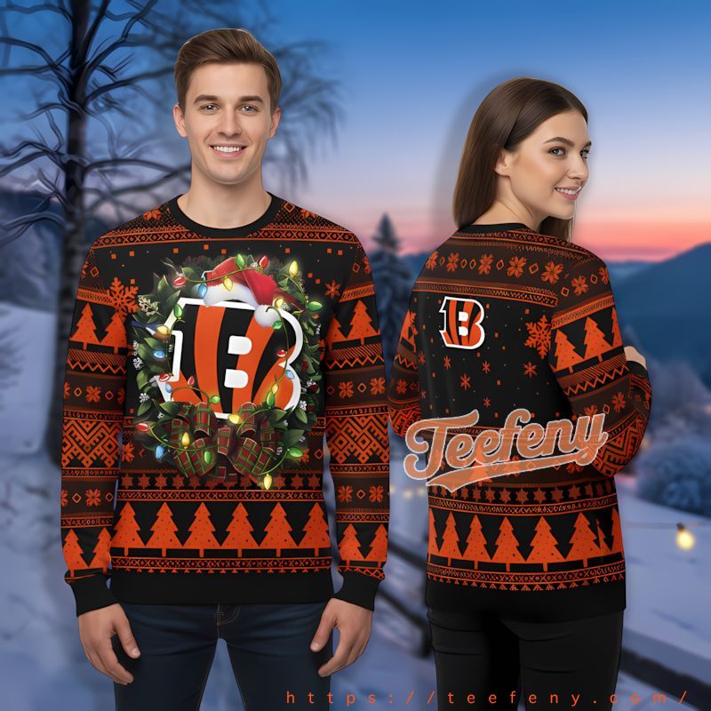 Christmas Wreath Chicago Bears Blue Orange Ugly Sweater Party