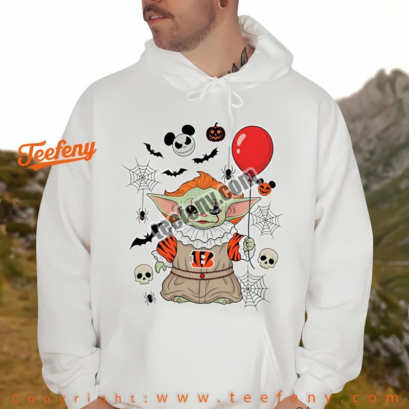 Cincinnati Bengals Baby Yoda Pennywise Halloween Hoodie Men Women Cincinnati Bengals Baby Yoda Pennywise Halloween Hoodie Men Women