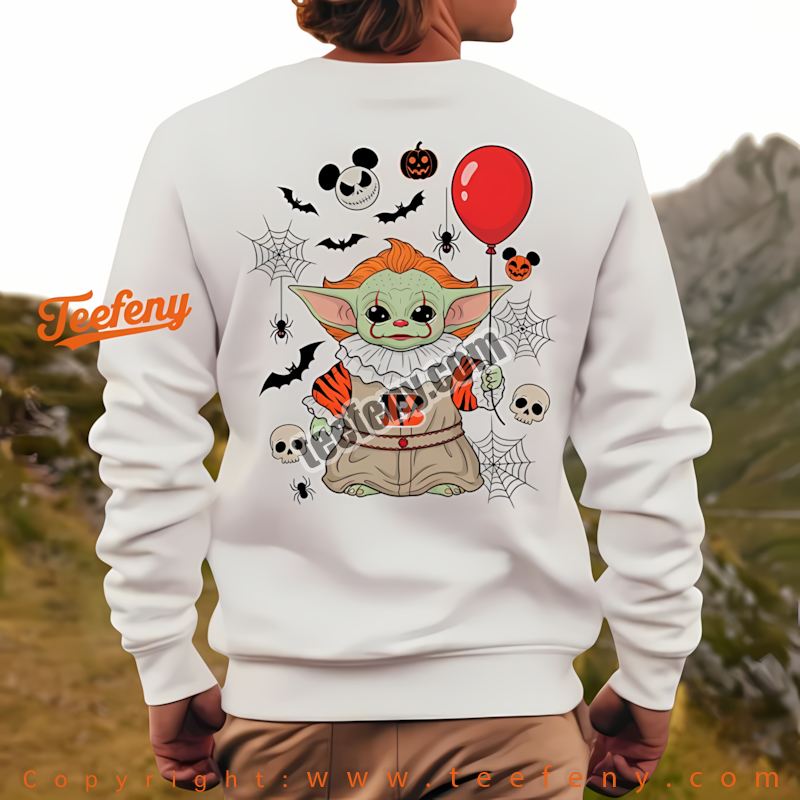 Cincinnati Bengals Baby Yoda Pennywise Halloween Long Sleeve Men Women Cincinnati Bengals Baby Yoda Pennywise Halloween Long Sleeve Men Women