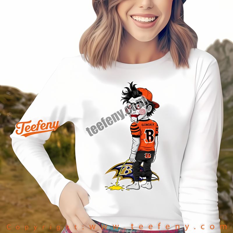 Cincinnati Bengals Billy Puppet Halloween Ravens Rivalry Long Sleeve Cotton Cincinnati Bengals Billy Puppet Halloween Ravens Rivalry Long Sleeve Cotton