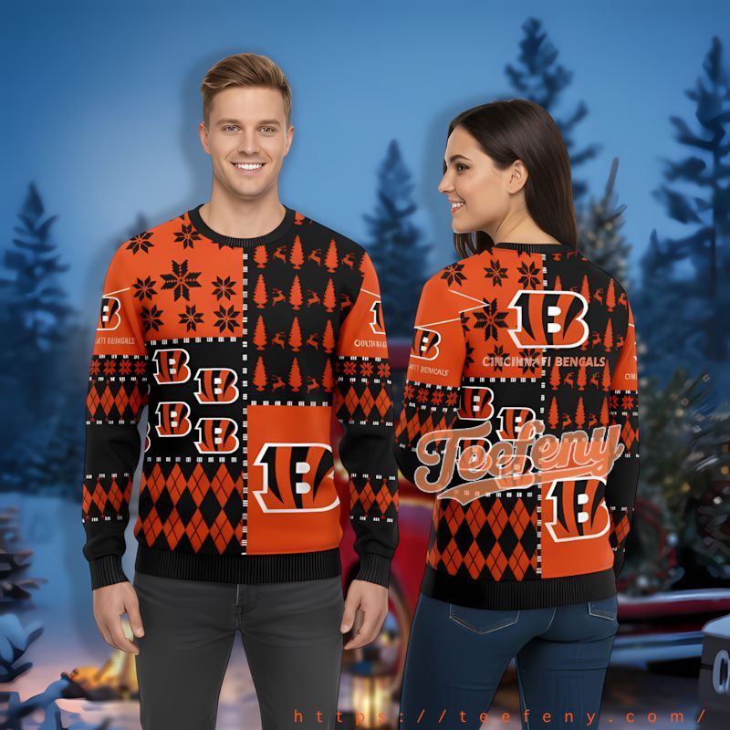 Christmas Wreath Pub Dog Chicago Bears Blue Orange Men’S Ugly Xmas Sweaters