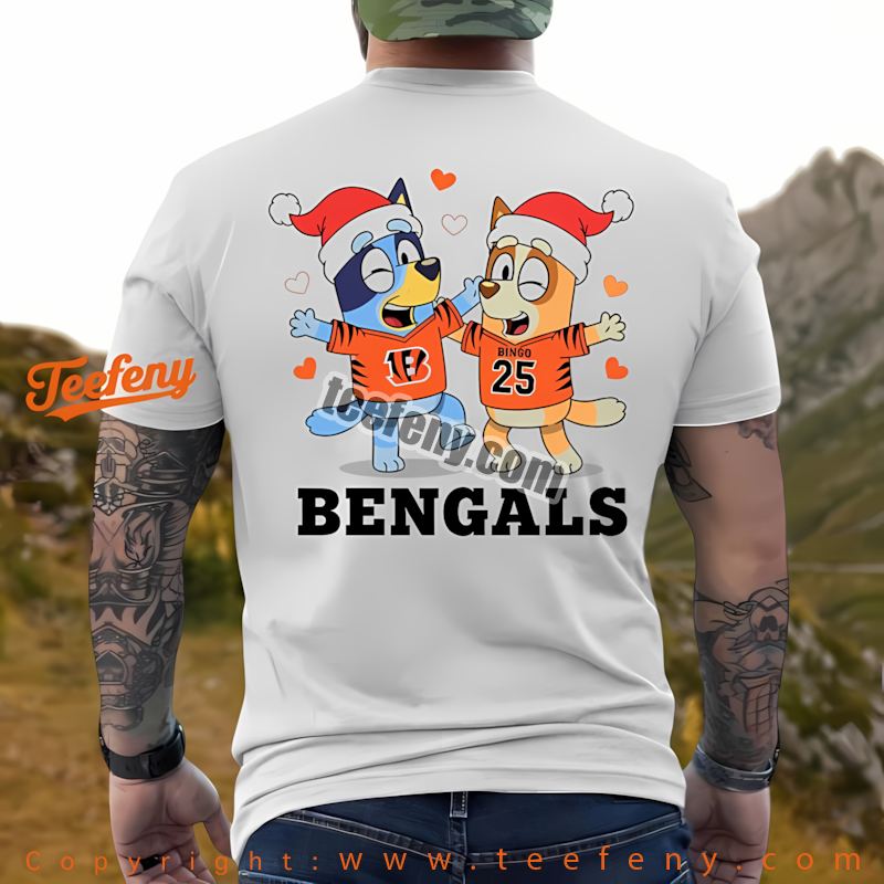 Cincinnati Bengals Bluey Bingo Christmas Dancing Shirt Vintage