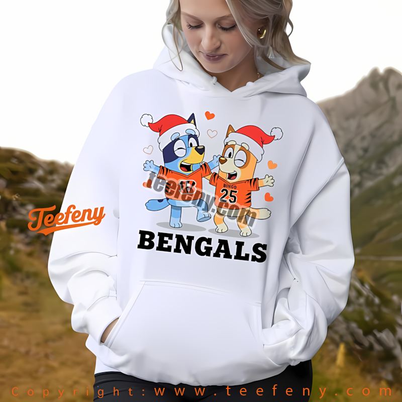 Cincinnati Bengals Bluey Bingo Christmas Dancing Hoodie Vintage Cincinnati Bengals Bluey Bingo Christmas Dancing Hoodie Vintage
